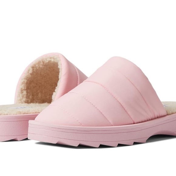 New Steve Madden Pink Cozy Chex Slip On Slide Slippers Clogs Shoes Mules Lined - Picture 4 of 7